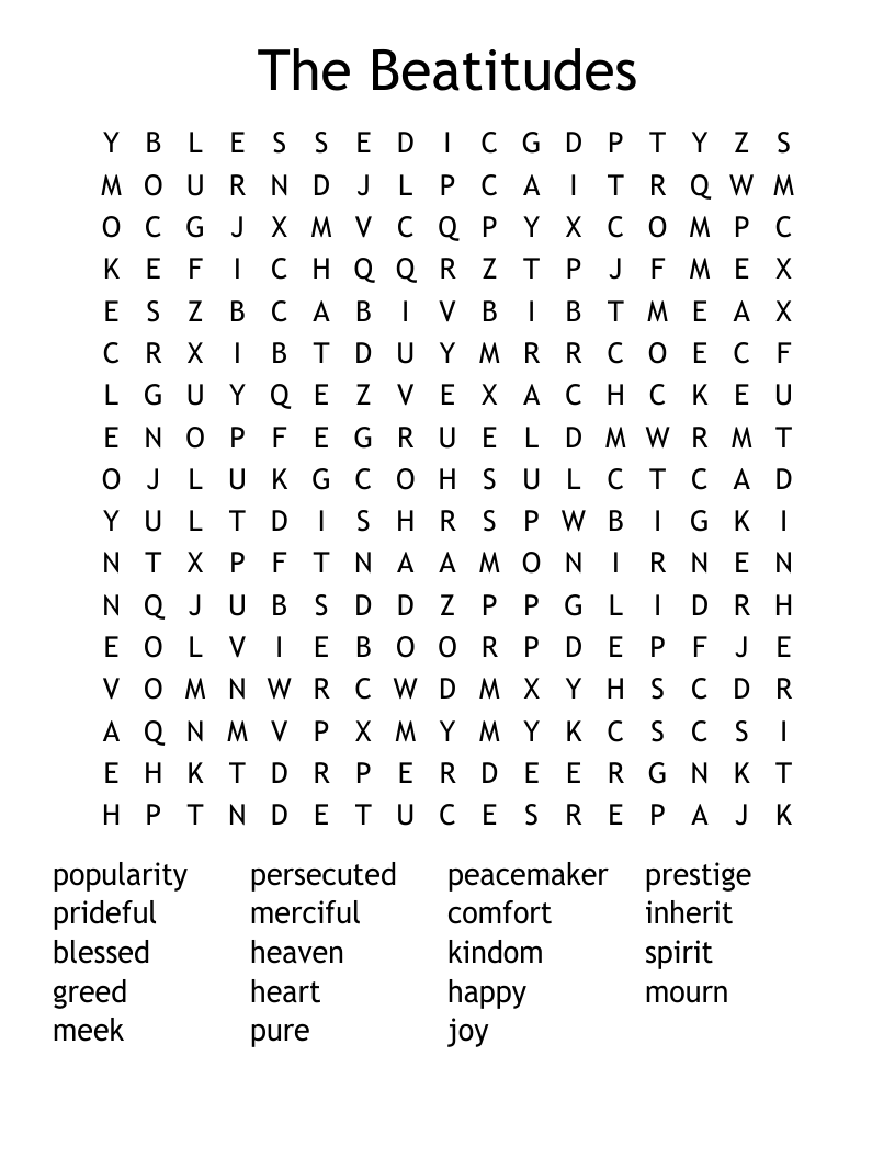 The Beatitudes Word Search
