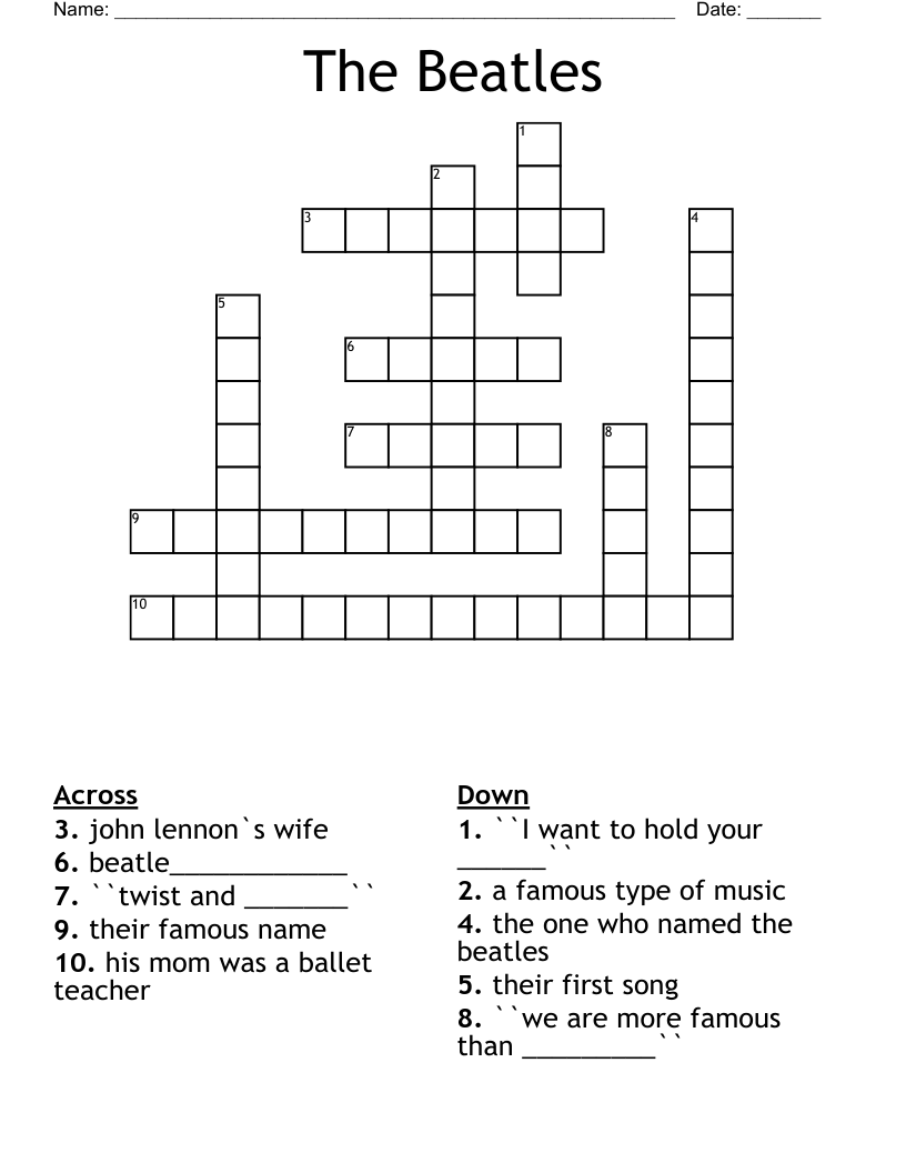 The Beatles Crossword