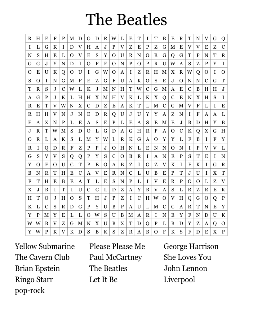 The Beatles Word Search