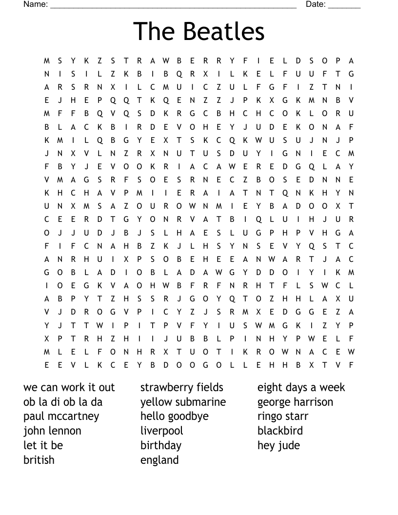 The Beatles Word Search