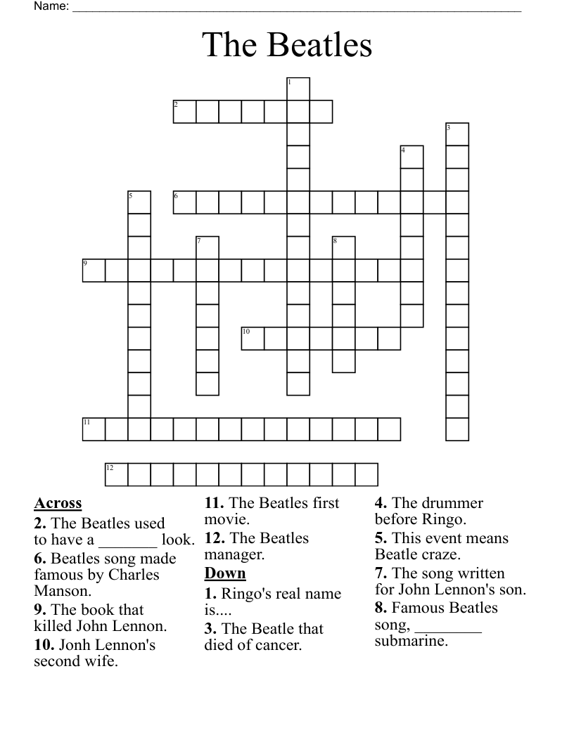 The Beatles Crossword