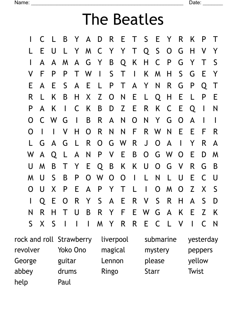 The Beatles Word Search