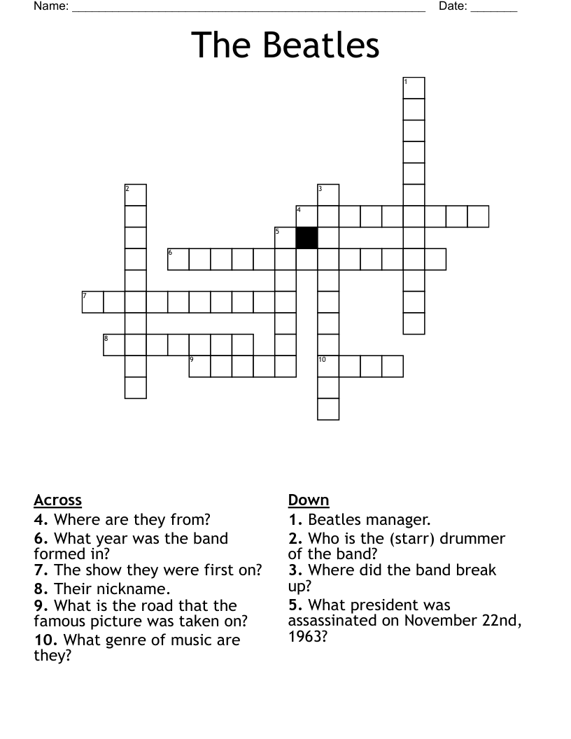 The Beatles Crossword