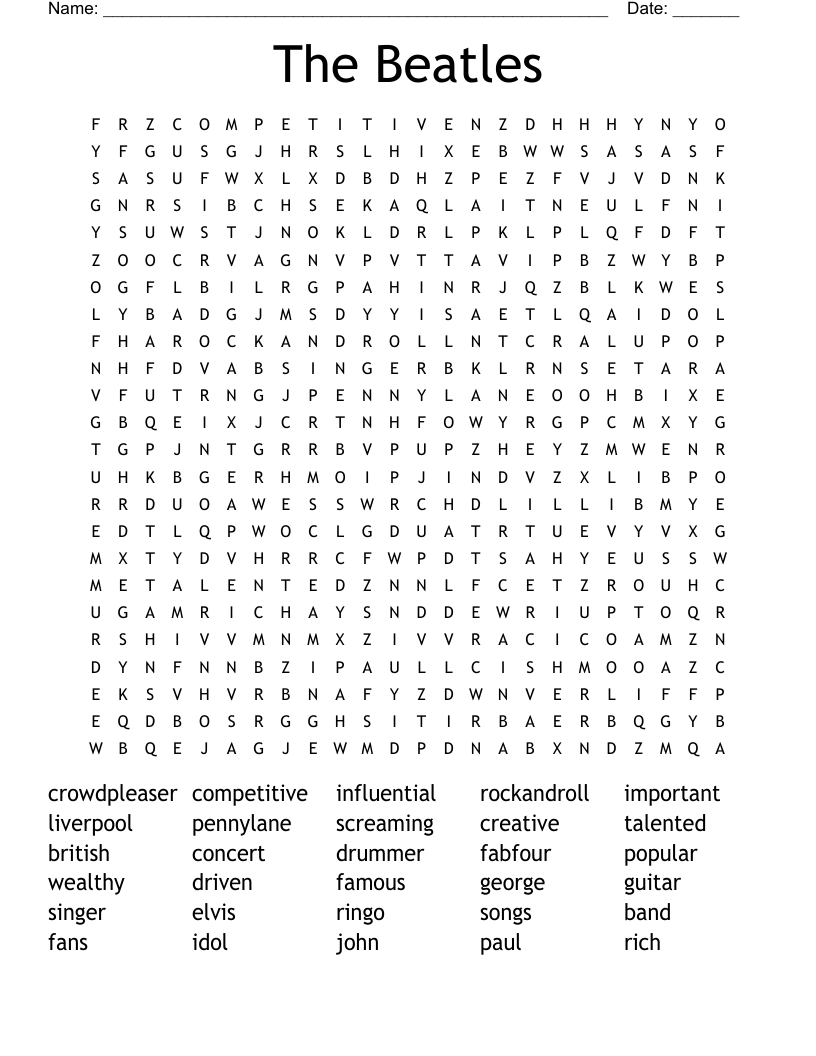 The Beatles Word Search