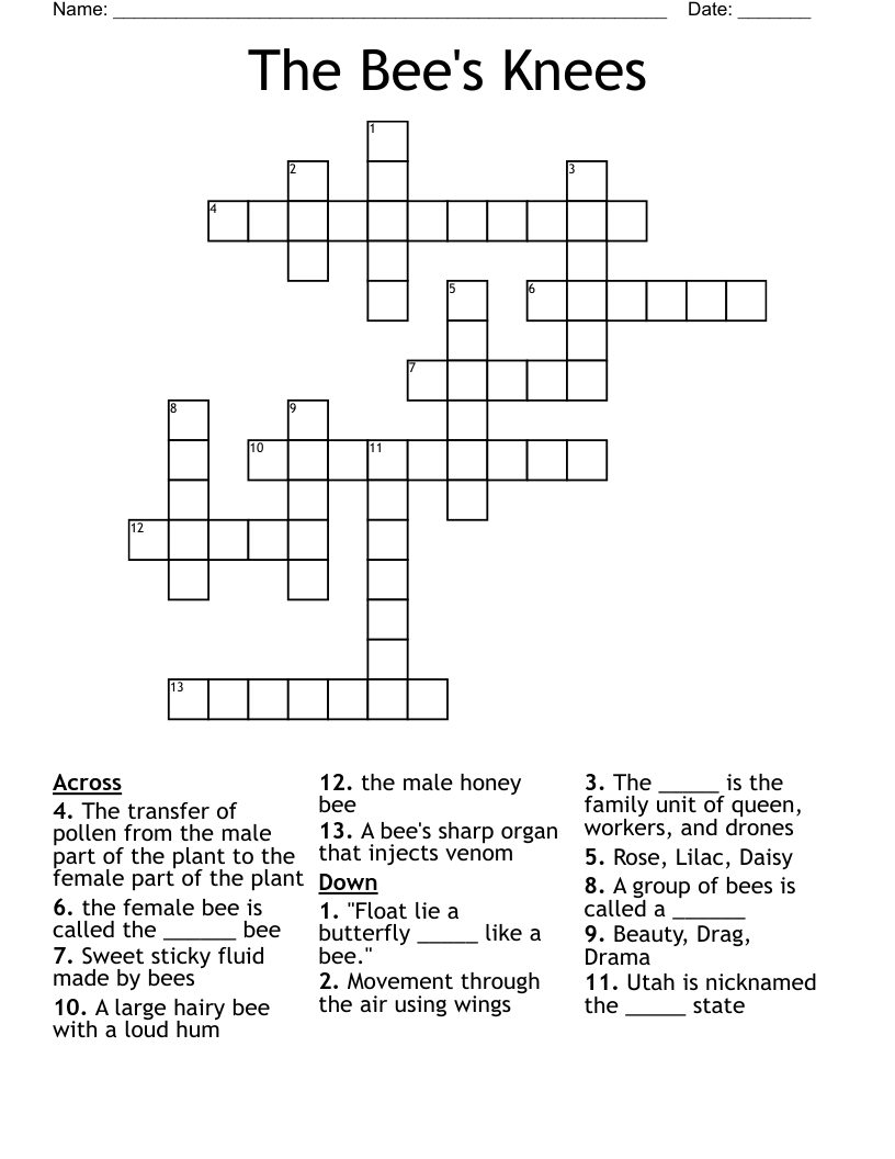 The Bee's Knees Crossword