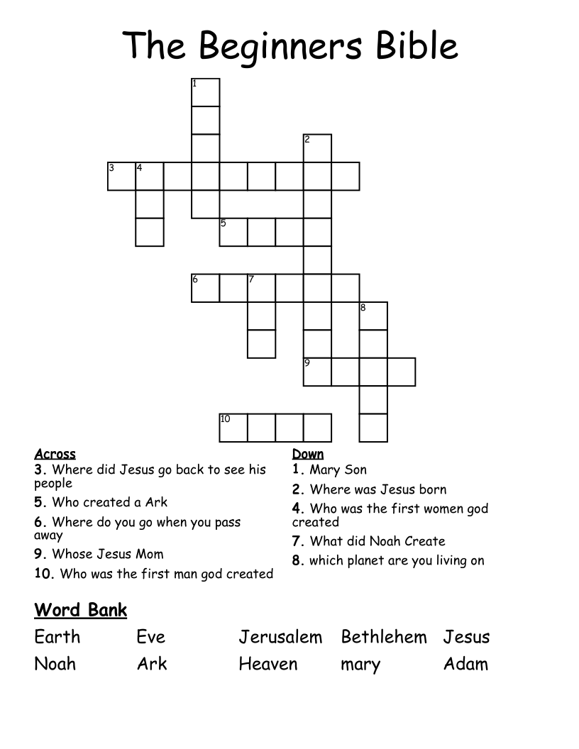The Beginners Bible Crossword
