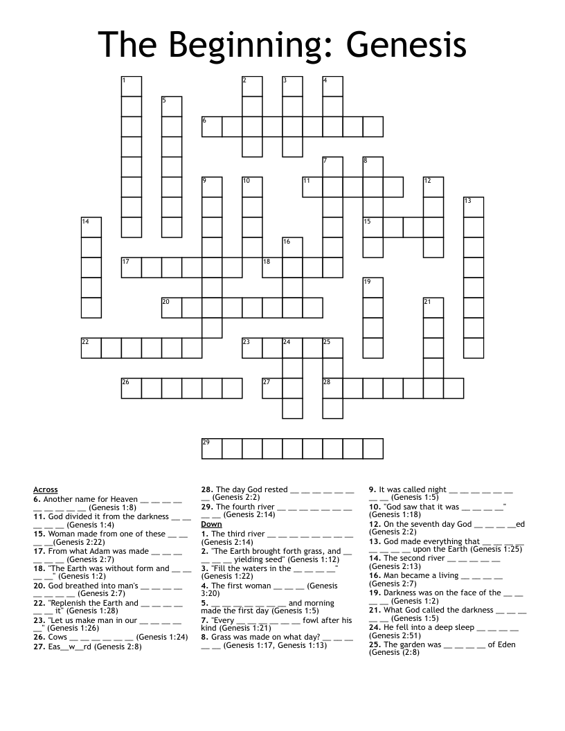 The Beginning: Genesis Crossword