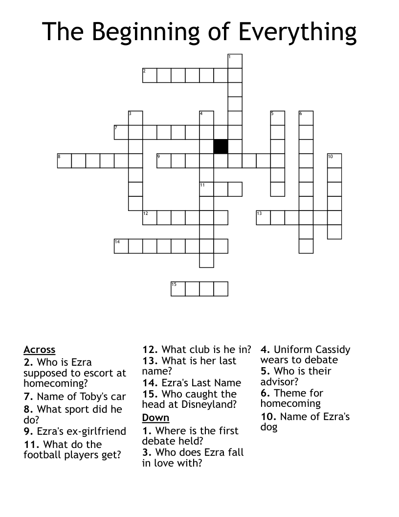 The Beginning of Everything Crossword