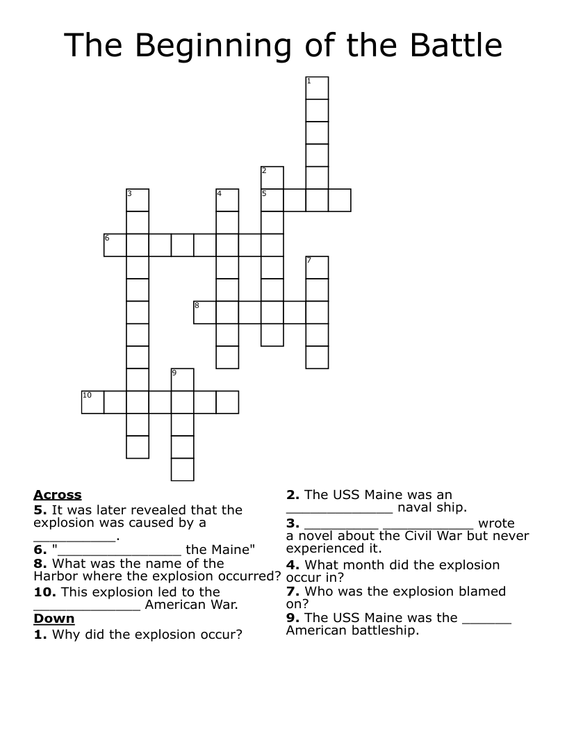 The Beginning of the Battle  Crossword