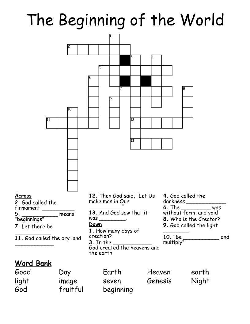 The Beginning of the World Crossword