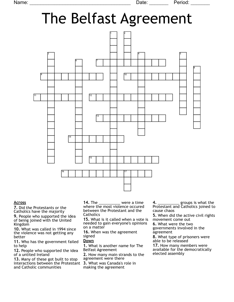The Belfast Agreement Crossword