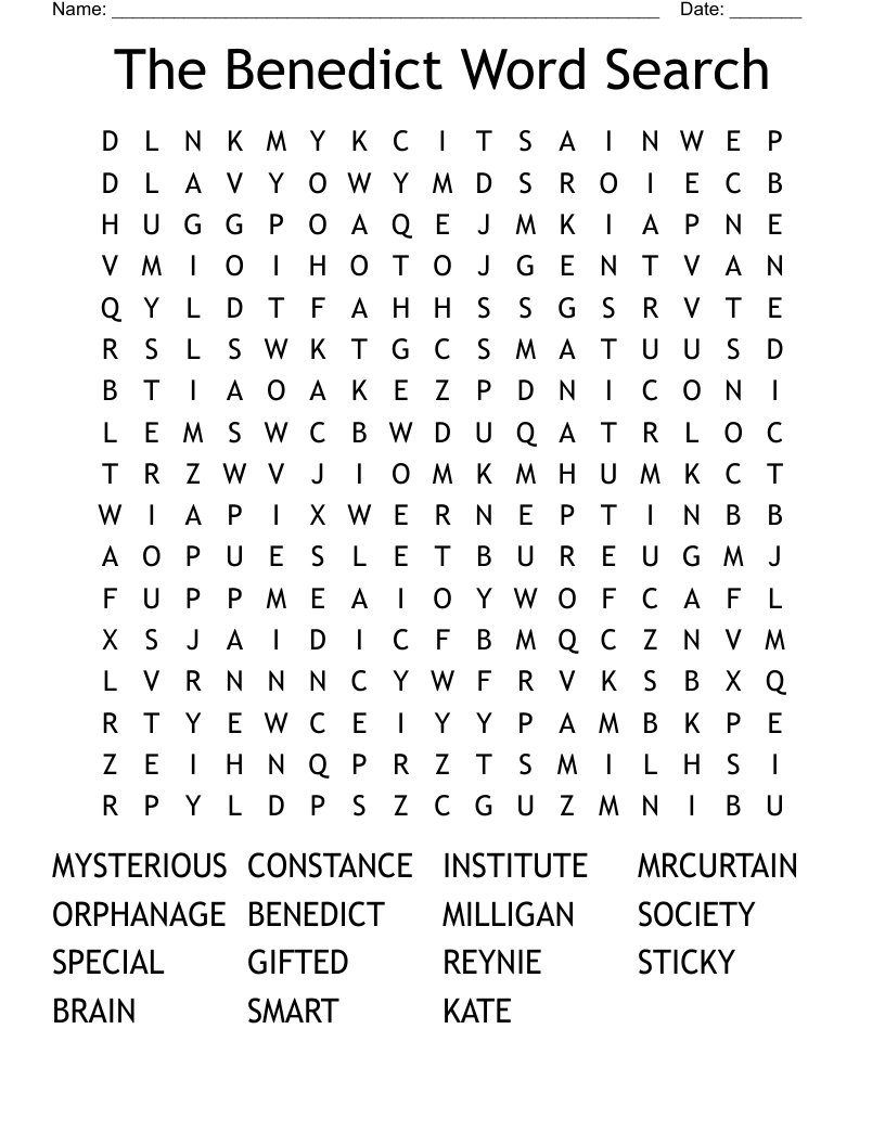 The Benedict Word Search 