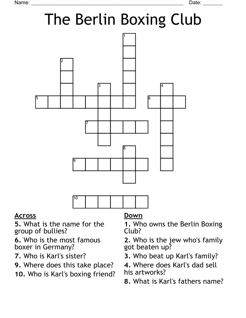The Berlin Boxing Club Crossword