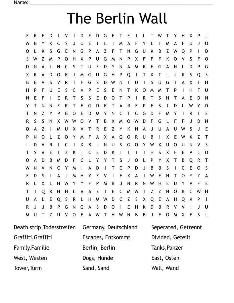 The Berlin Wall Word Search