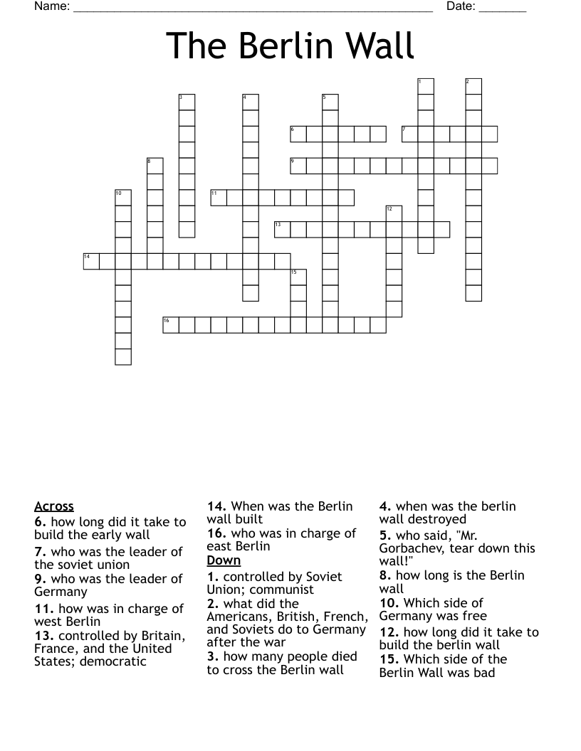 The Berlin Wall Crossword