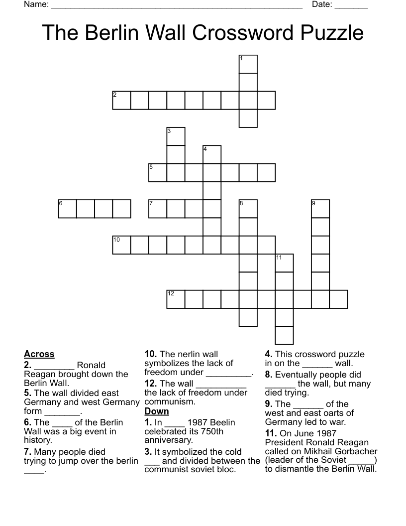 The Berlin Wall Crossword Puzzle
