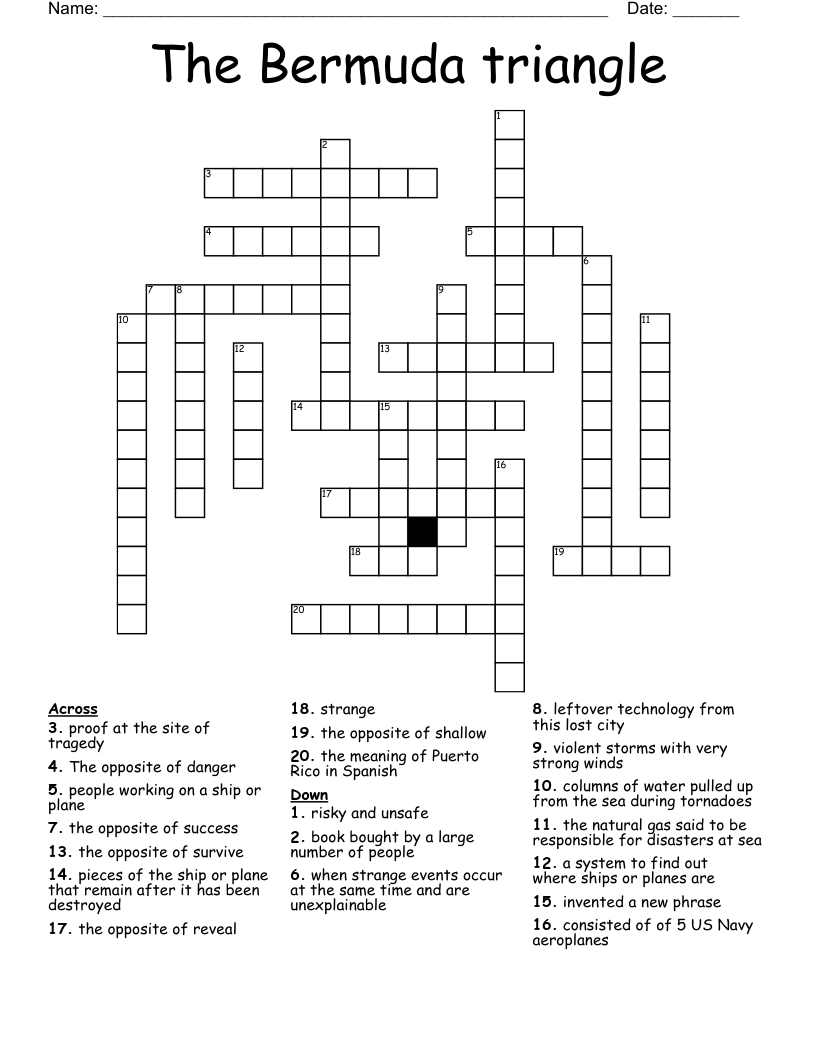 The Bermuda triangle Crossword