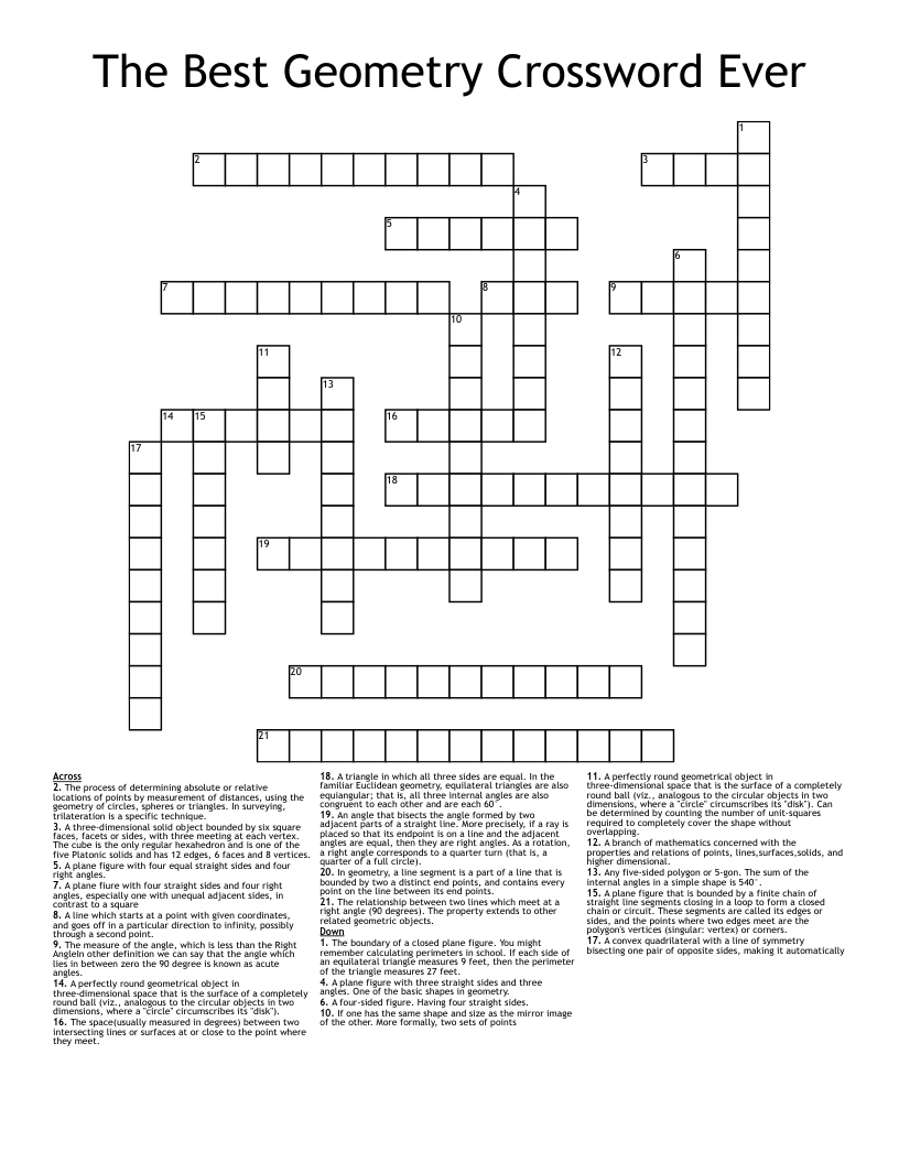 The Best Geometry Crossword Ever