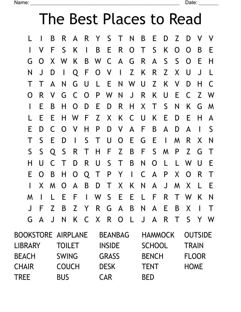The Best Places to Read Word Search