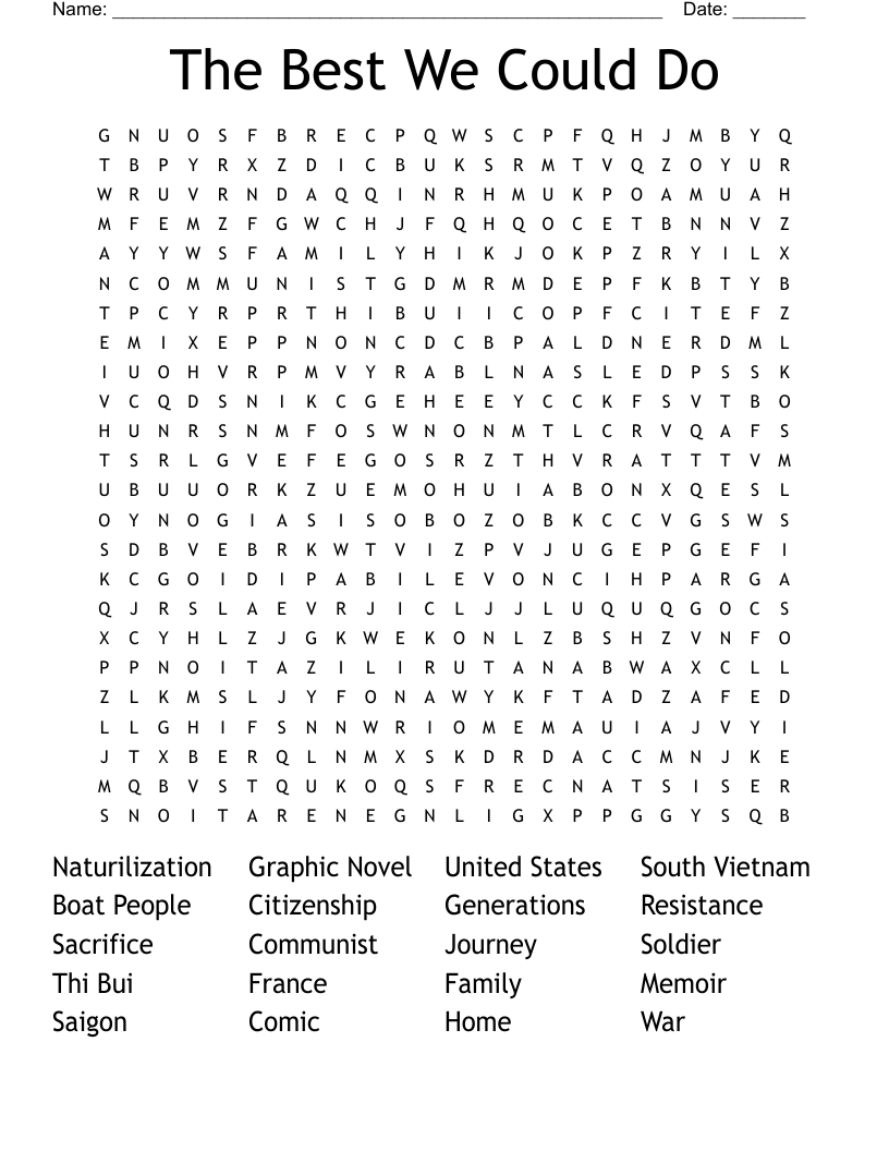 The Best We Could Do Word Search