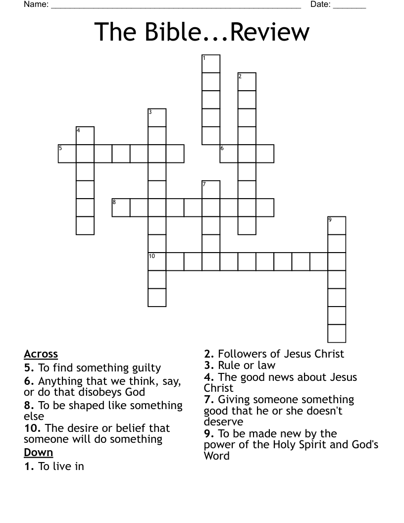 The Bible...Review Crossword
