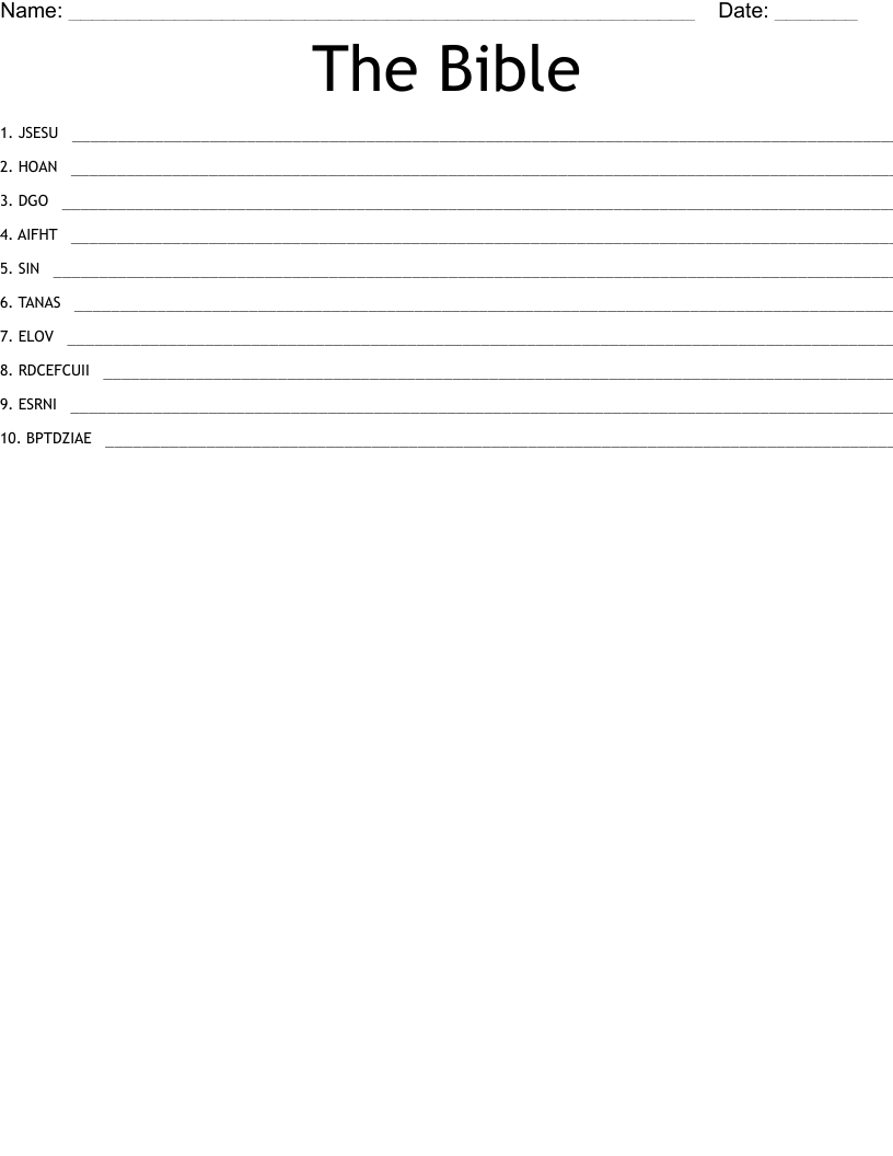 The Bible  Word Scramble