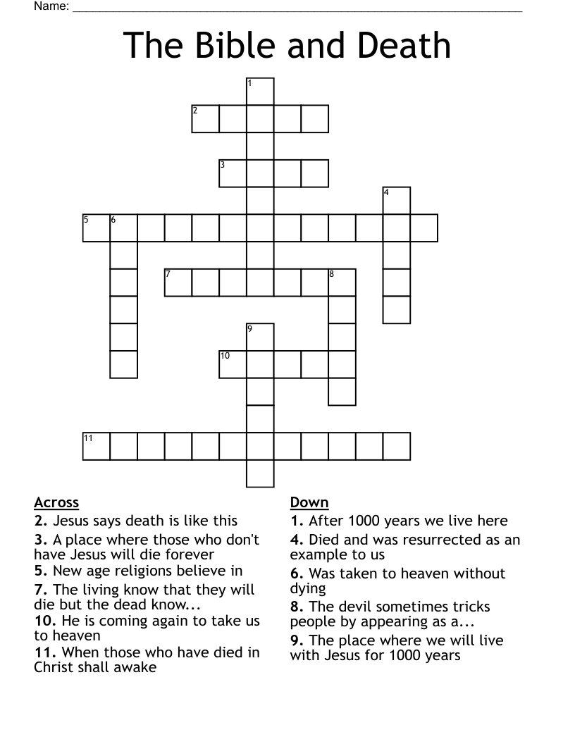 The Bible and Death Crossword