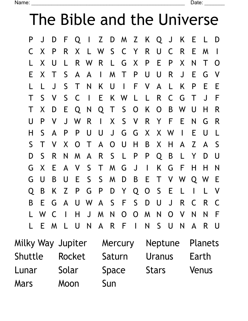 The Bible and the Universe Word Search