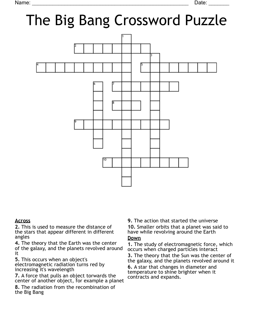 The Big Bang Crossword Puzzle