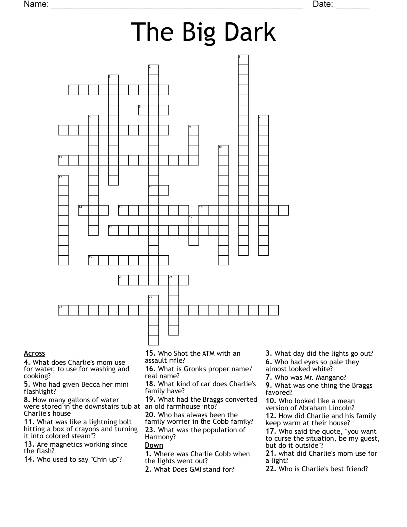 The Big Dark Crossword
