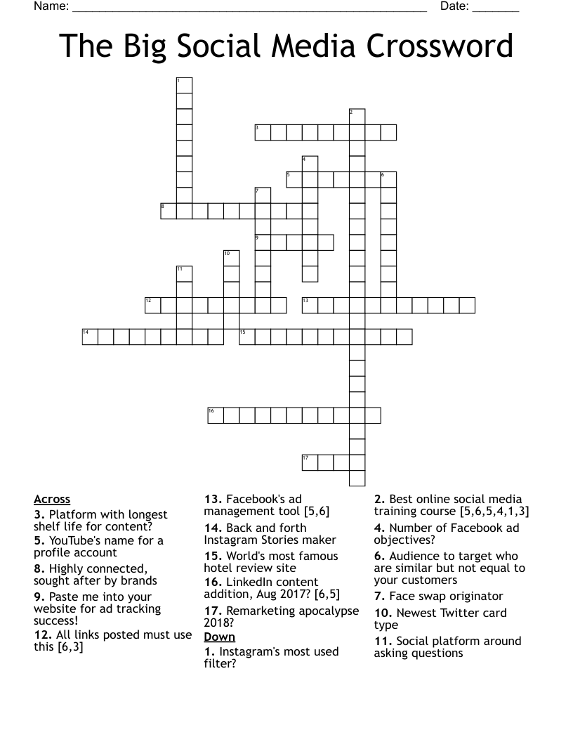 The Big Social Media Crossword