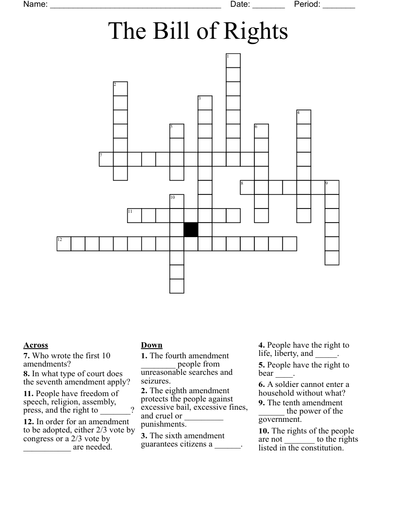 The Bill of Rights Crossword