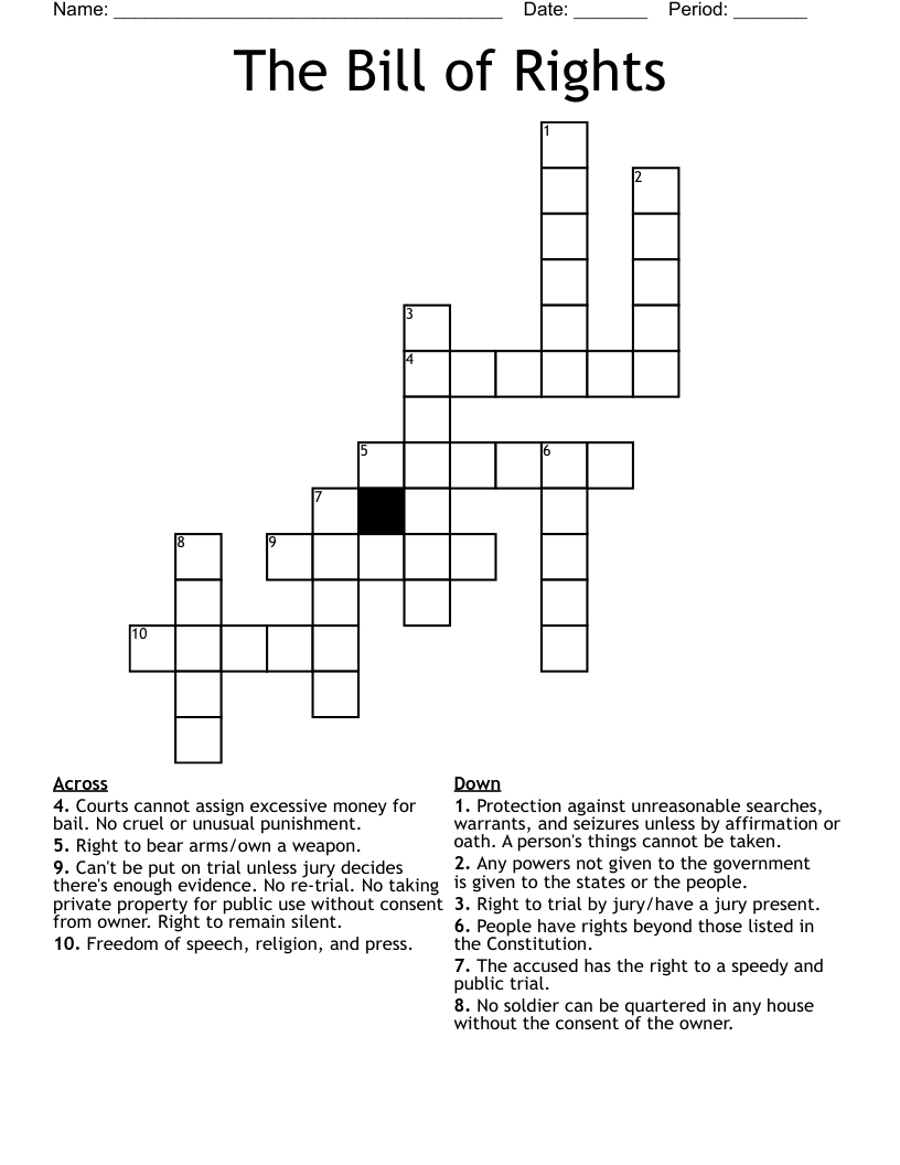 The Bill of Rights Crossword