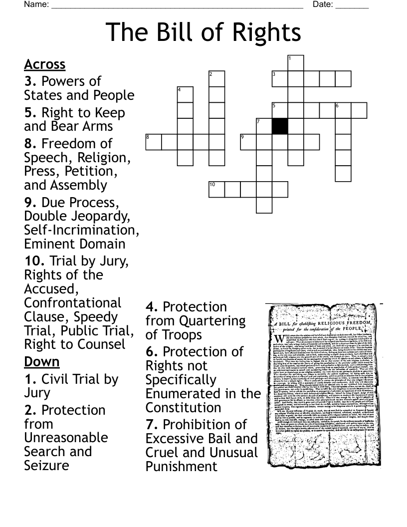 The Bill of Rights Crossword