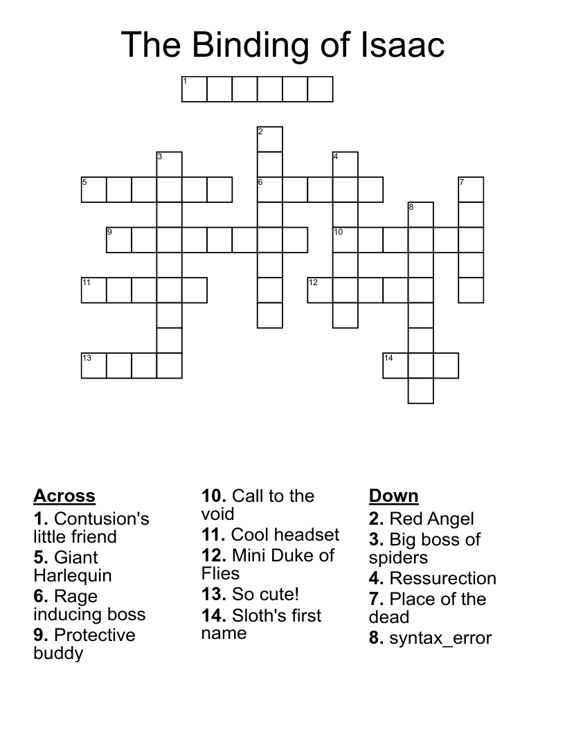 The Binding of Isaac Crossword