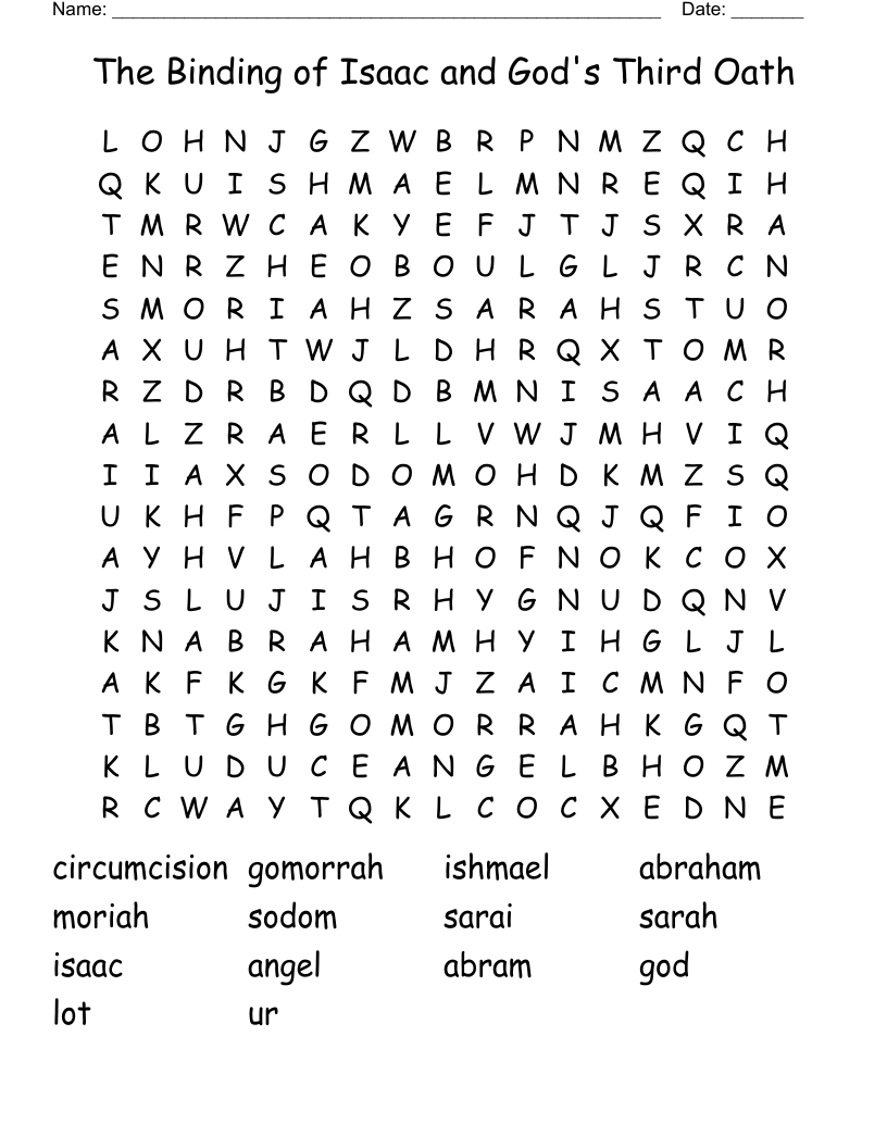 The Binding of Isaac and God's Third Oath Word Search