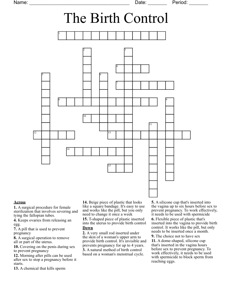The Birth Control  Crossword