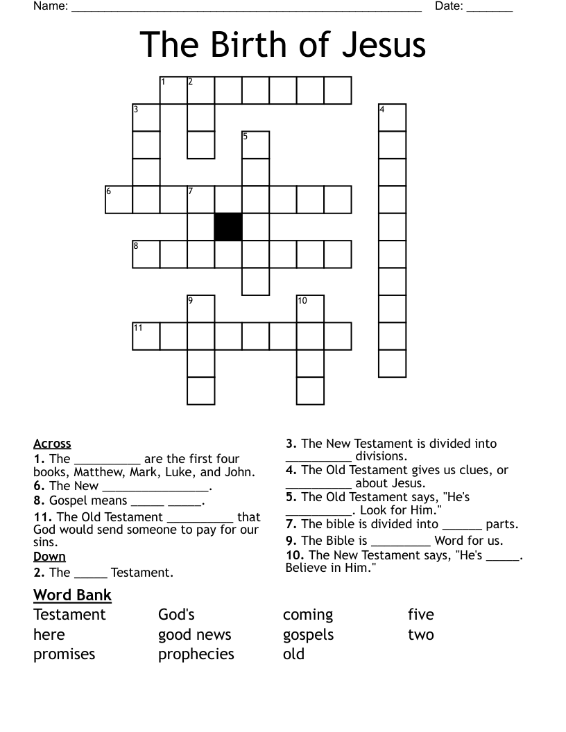 The Birth of Jesus Crossword