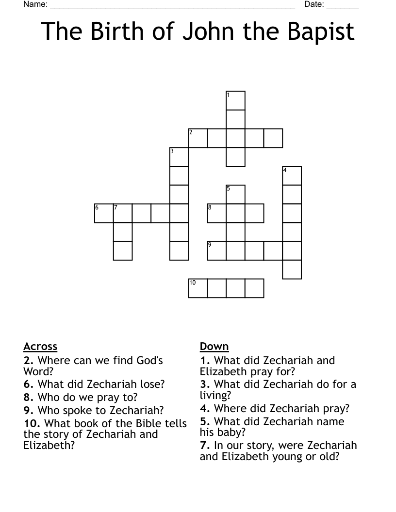 The Birth of John the Bapist Crossword