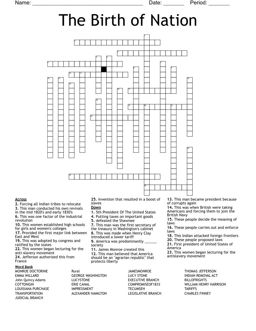 The Birth of Nation Crossword