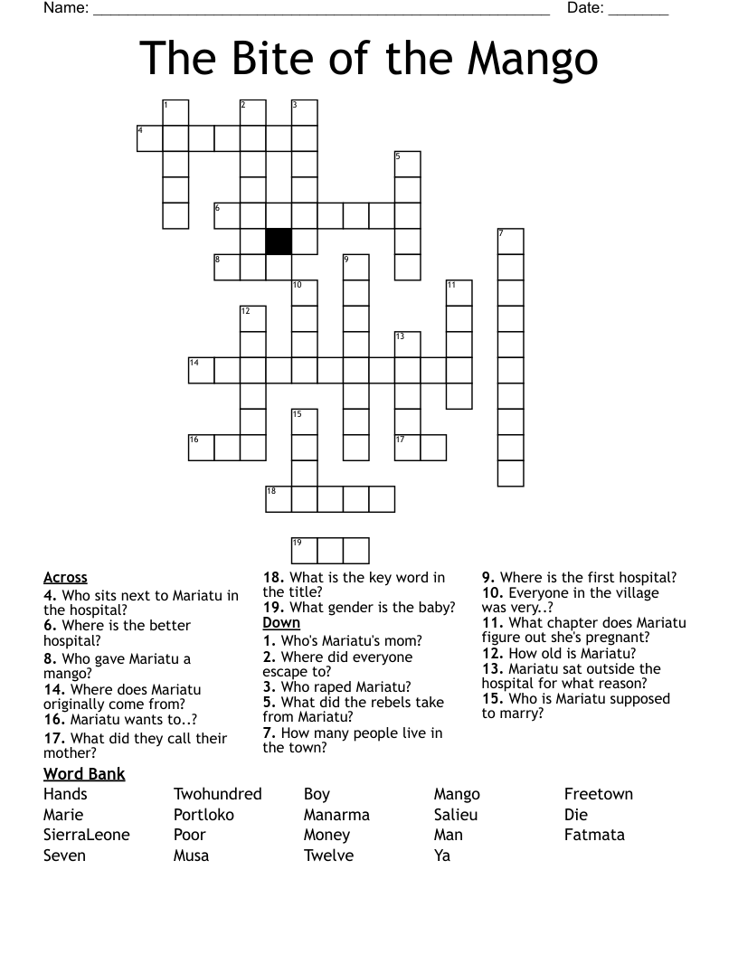 The Bite of the Mango Crossword