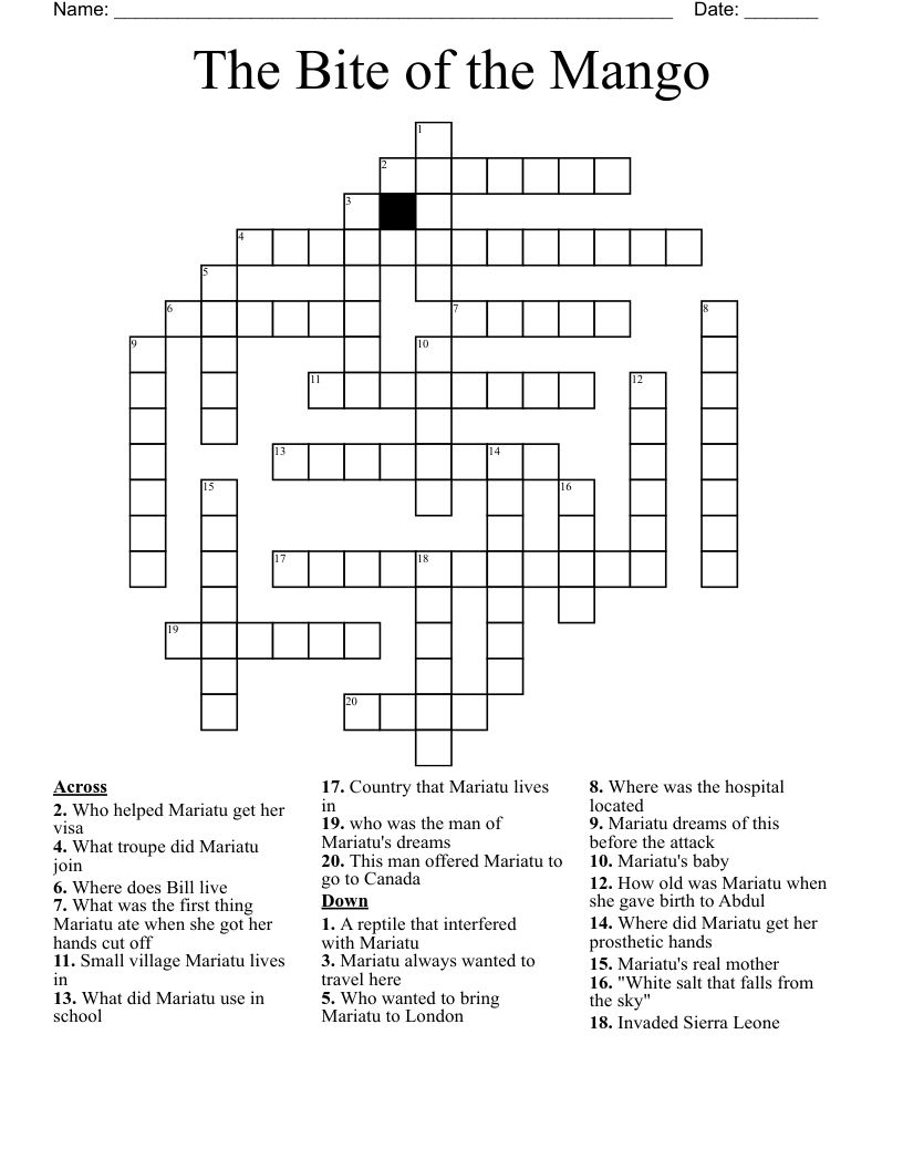 The Bite of the Mango Crossword