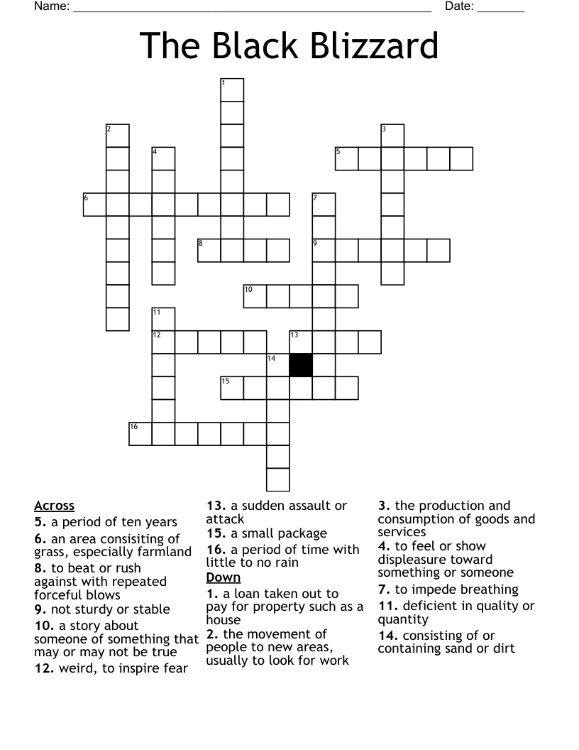 The Black Blizzard Crossword