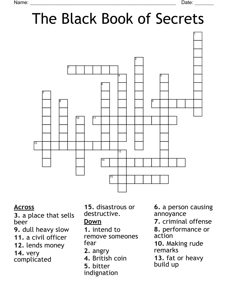 The Black Book of Secrets Crossword