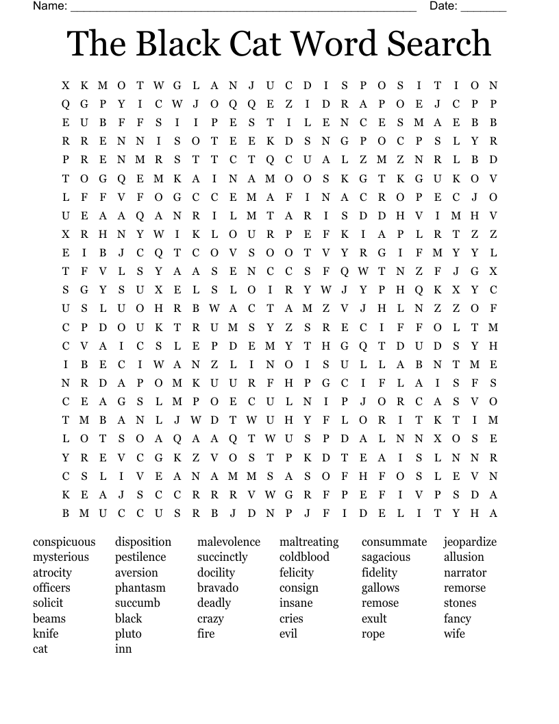 The Black Cat Word Search 