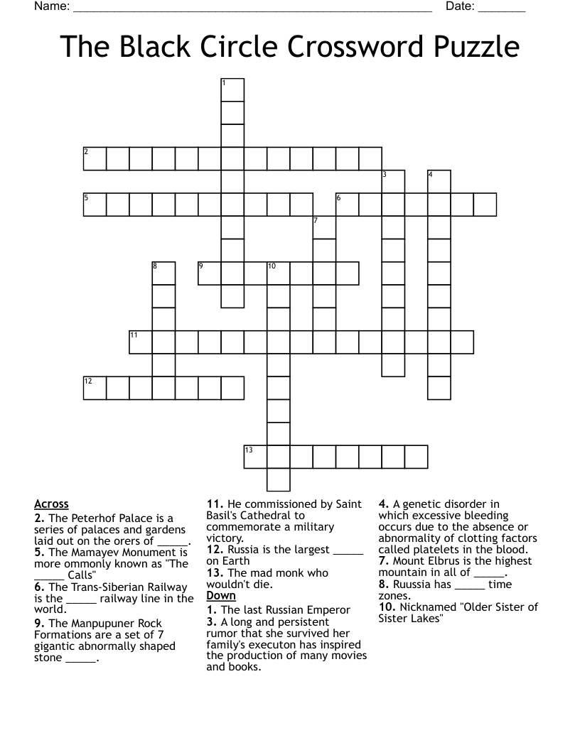 The Black Circle Crossword Puzzle