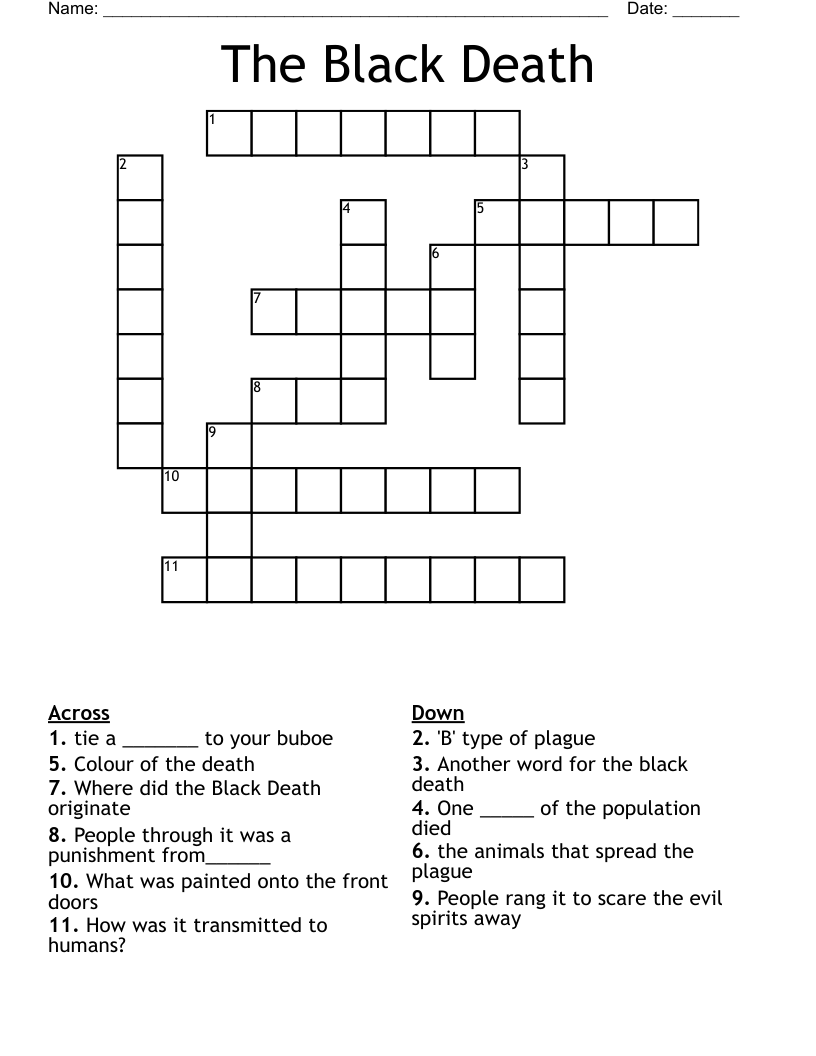 The Black Death Crossword