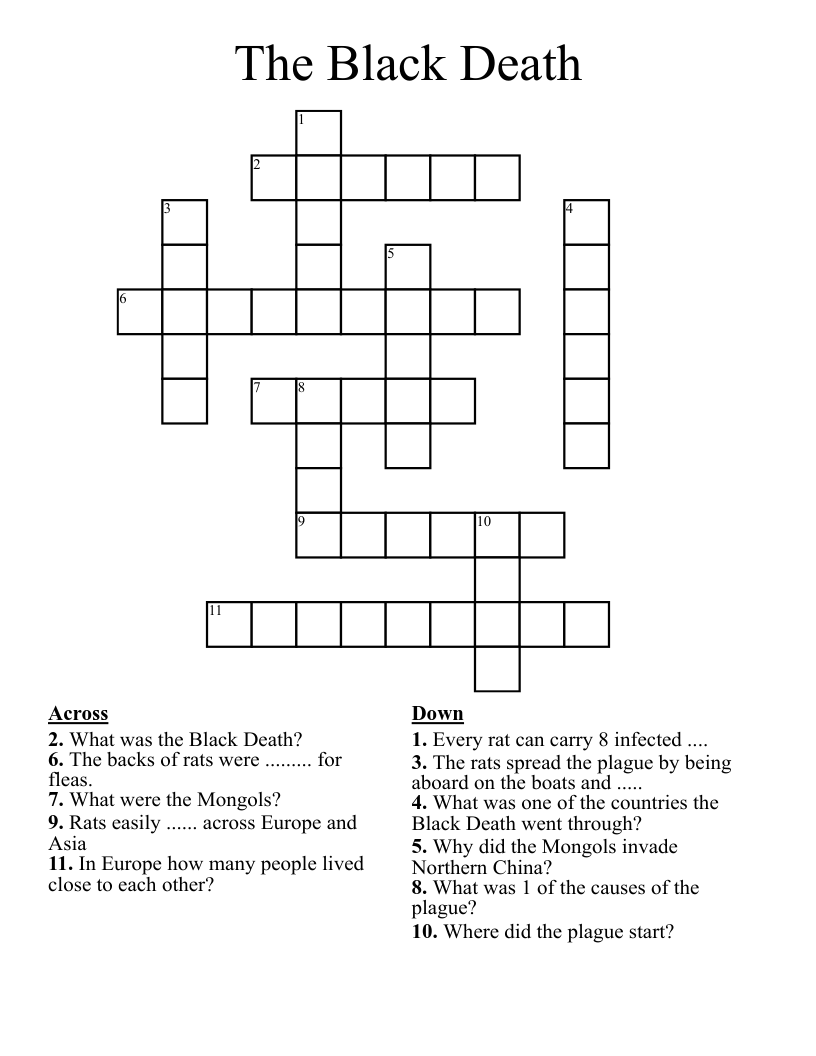 The Black Death Crossword