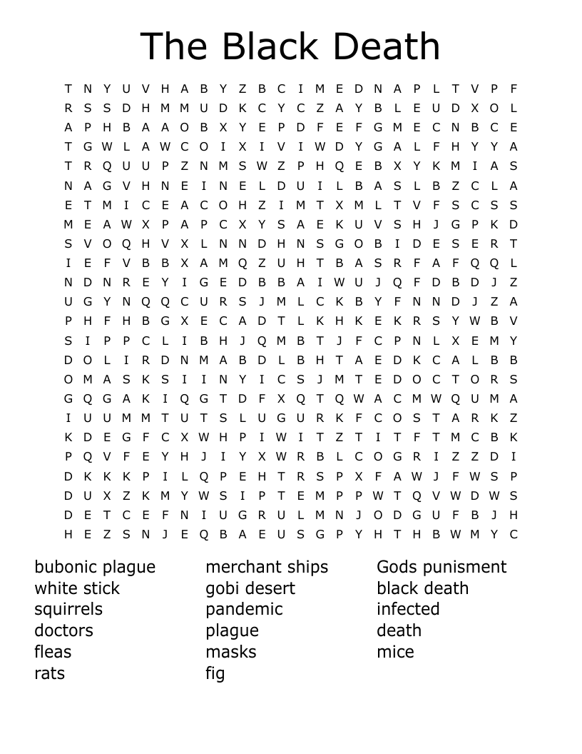 The Black Death Word Search