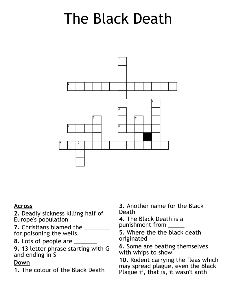 The Black Death Crossword